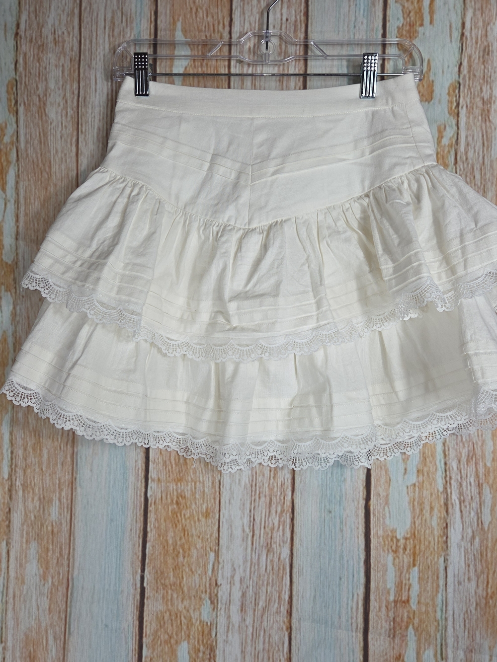 Dear Jose Tiered Lace-Trim White Women's Skirt. Size Large